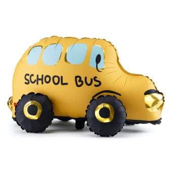 Balon foliowy stojący Autobus - żółty, 66 x 36 cm