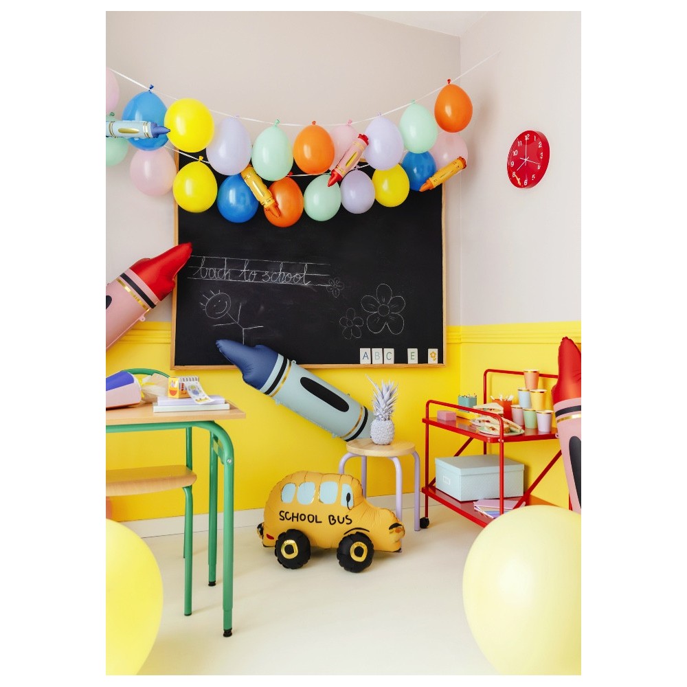 Balon foliowy stojący Autobus - żółty, 66 x 36 cm