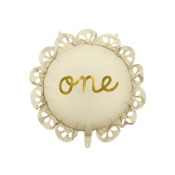 Foil balloon with frill One - cream, 51,5 cm