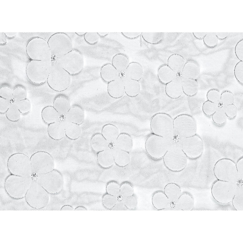 Table runner Flowers - white, 26 x 500 cm