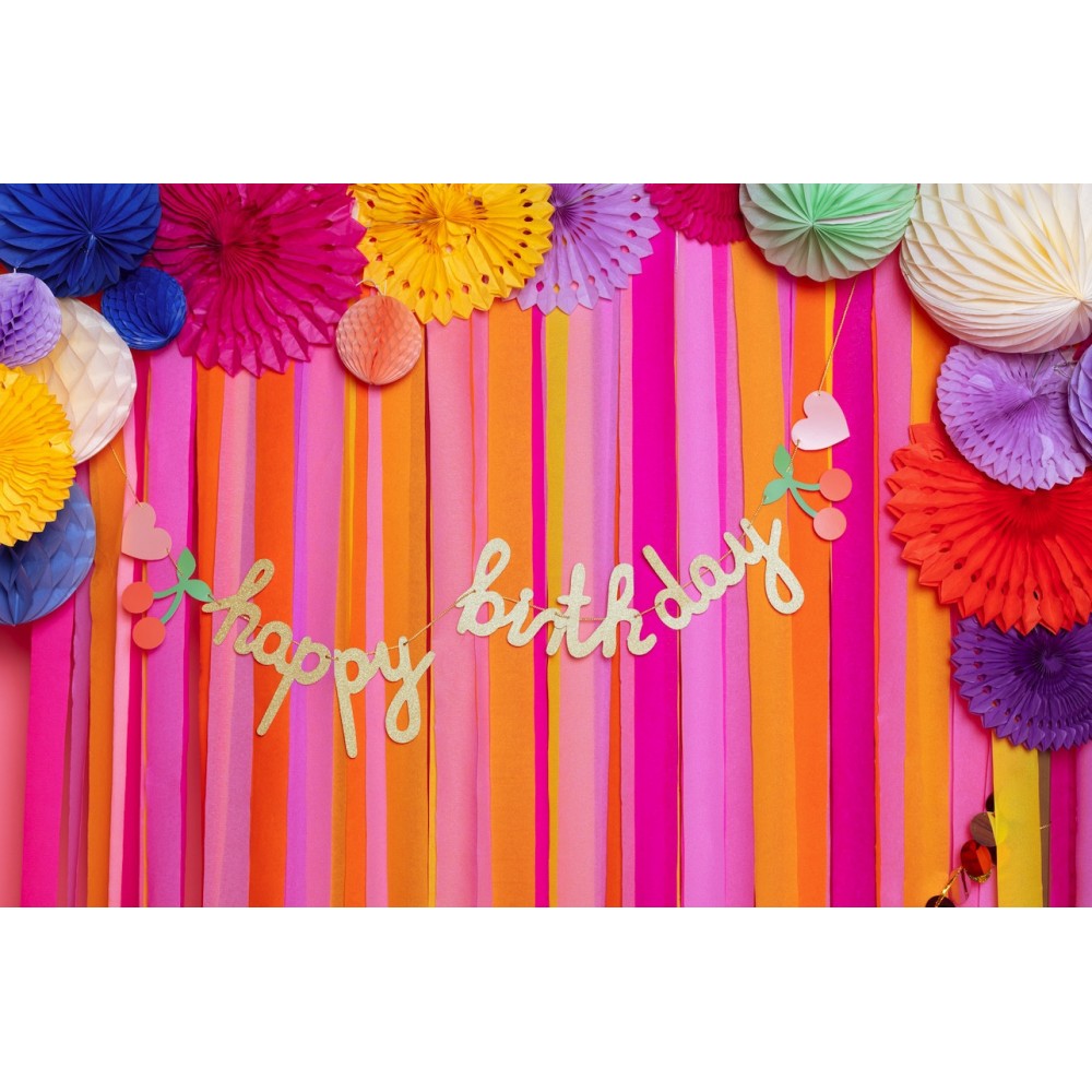 Garland Happy Birthday - glitter, 18 x 100 cm