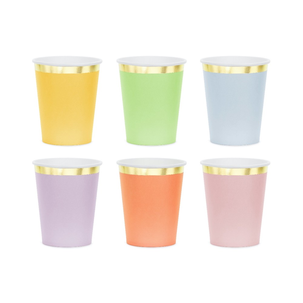 Paper cups with gold edges - 220 ml, 6 pcs.