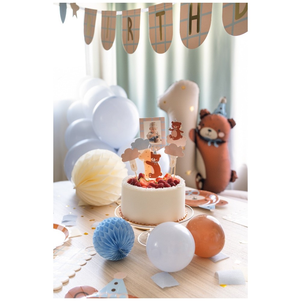 Birthday candle, number 1 Bear - cream 7 cm