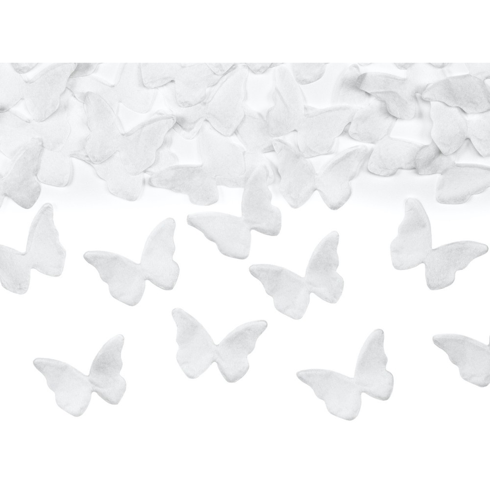 Confetti cannon - butterflies, white, 20 cm