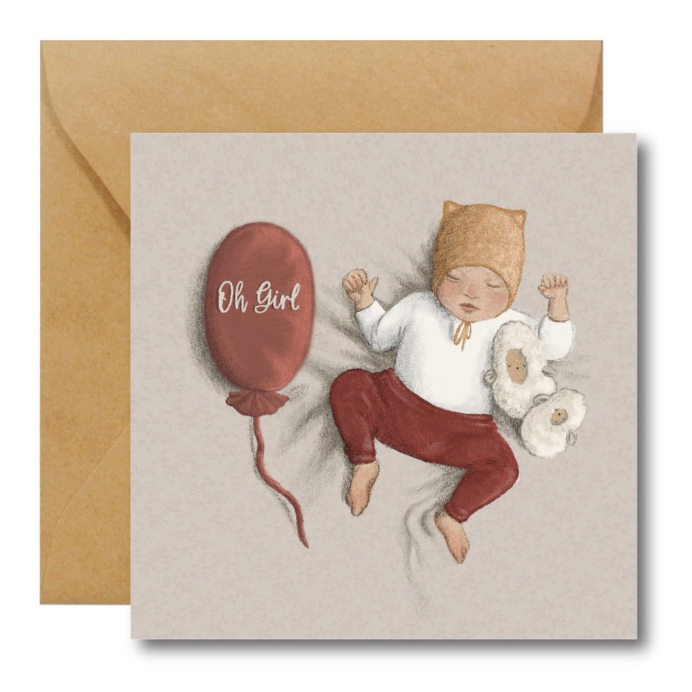 Greeting card - Hi Little - Oh Girl, 14,5 x 14,5 cm