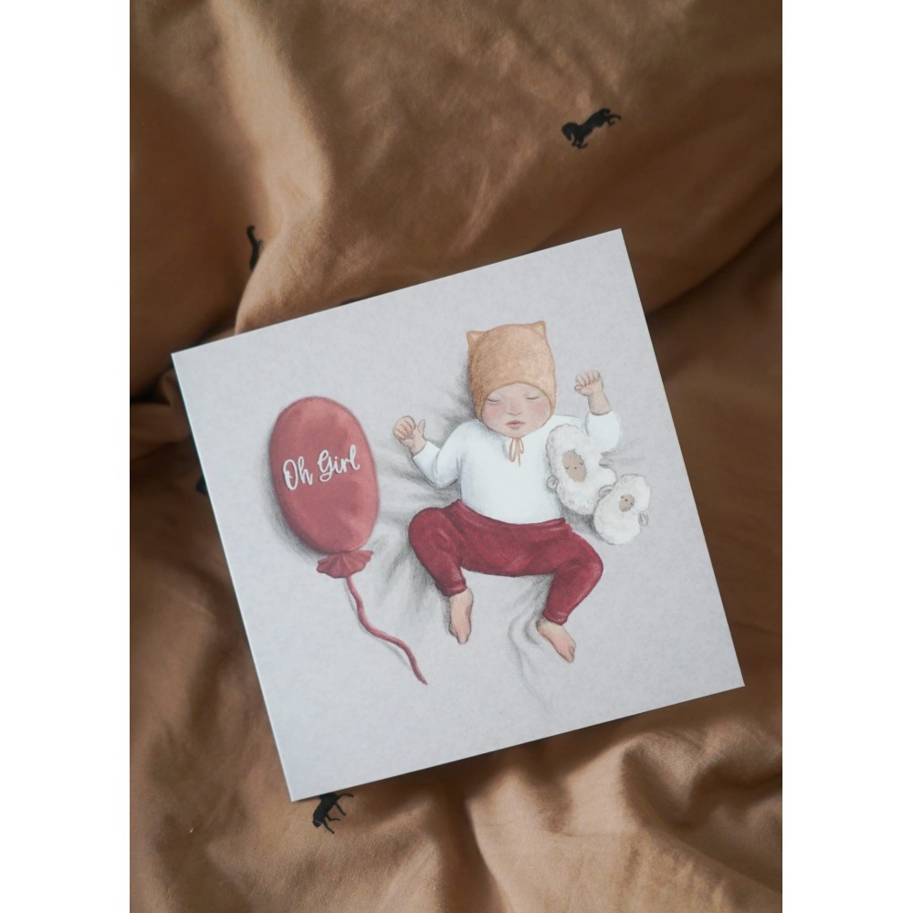Greeting card - Hi Little - Oh Girl, 14,5 x 14,5 cm