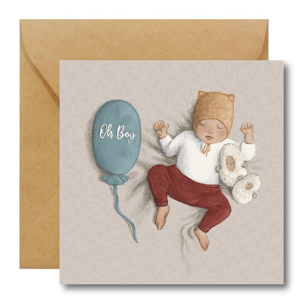 Greeting card - Hi Little - Oh Boy, 14,5 x 14,5 cm