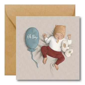 Greeting card - Hi Little - Oh Boy, 14,5 x 14,5 cm