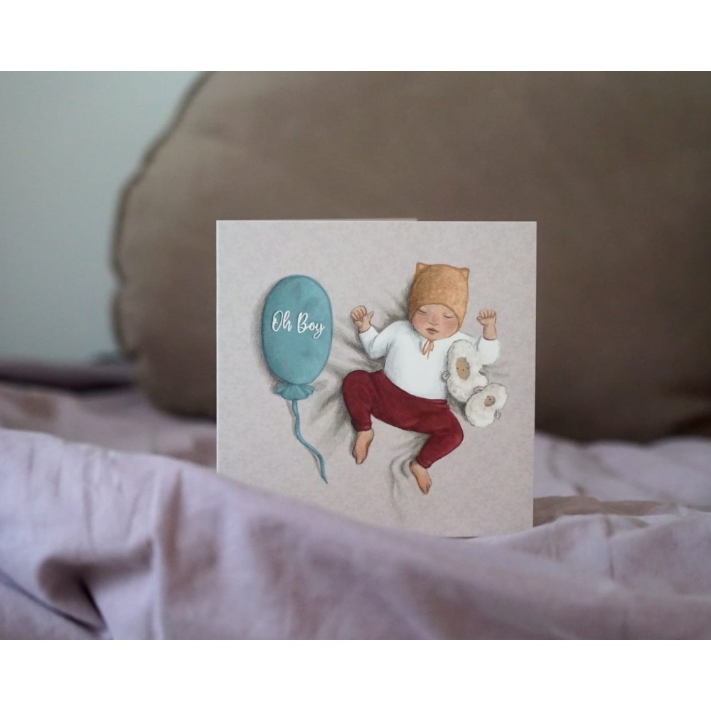 Greeting card - Hi Little - Oh Boy, 14,5 x 14,5 cm
