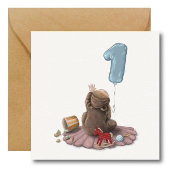 Greeting card - Hi Little - 1st Birthday, 14,5 x 14,5 cm