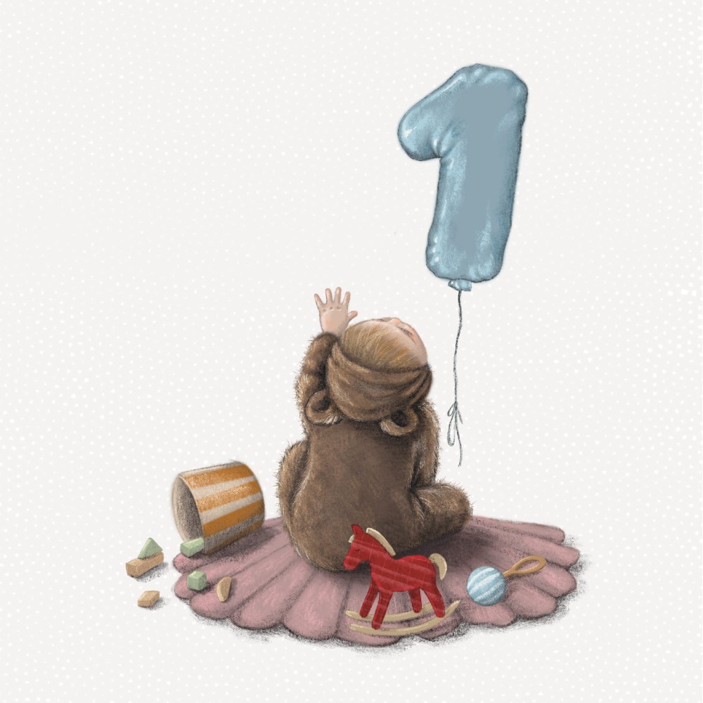 Greeting card - Hi Little - 1st Birthday, 14,5 x 14,5 cm