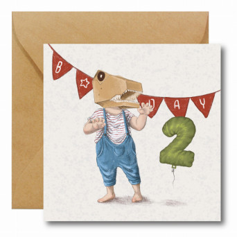 Greeting card - Hi Little - 2nd Birthday, 14,5 x 14,5 cm