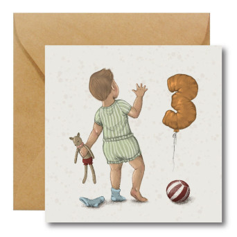 Greeting card - Hi Little - 3rd Birthday, 14,5 x 14,5 cm