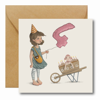 Greeting card - Hi Little - 4th Birthday, 14,5 x 14,5 cm