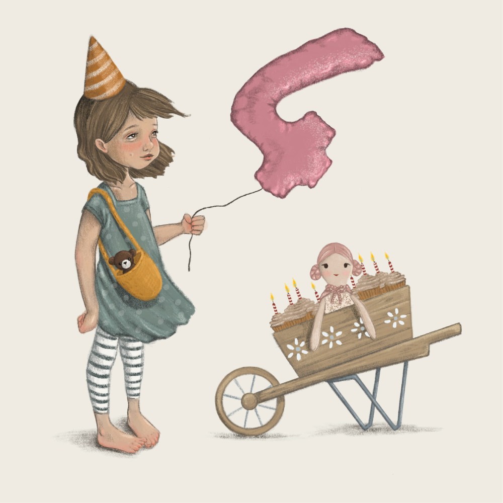Greeting card - Hi Little - 4th Birthday, 14,5 x 14,5 cm