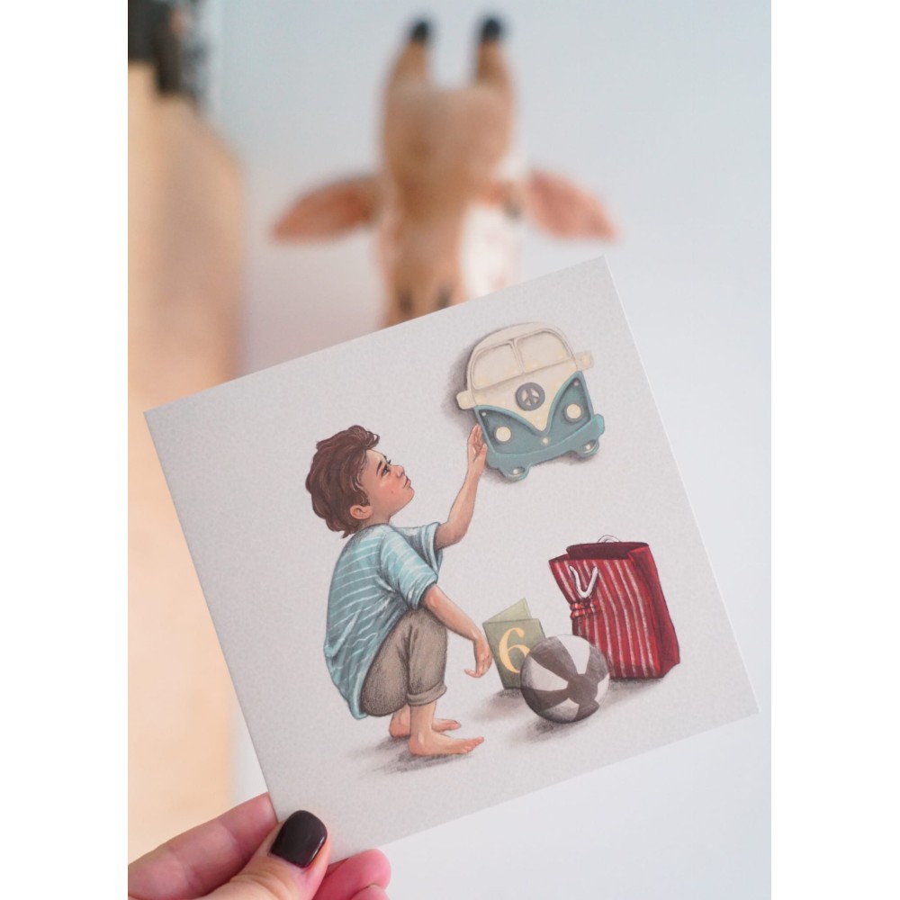 Greeting card - Hi Little - 6th Birthday, 14,5 x 14,5 cm