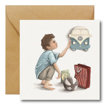 Greeting card - Hi Little - 6th Birthday, 14,5 x 14,5 cm