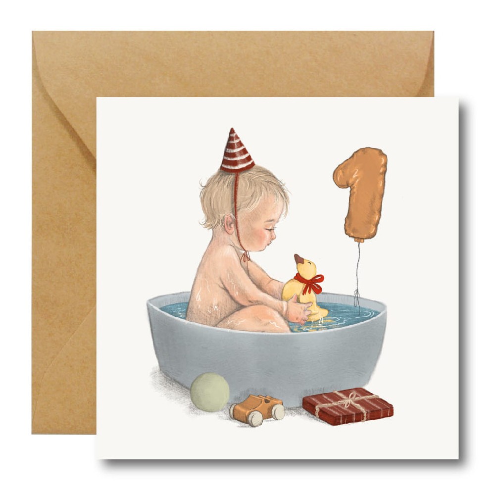 Greeting card - Hi Little - 1st Birthday After Party, 14,5 x 14,5 cm