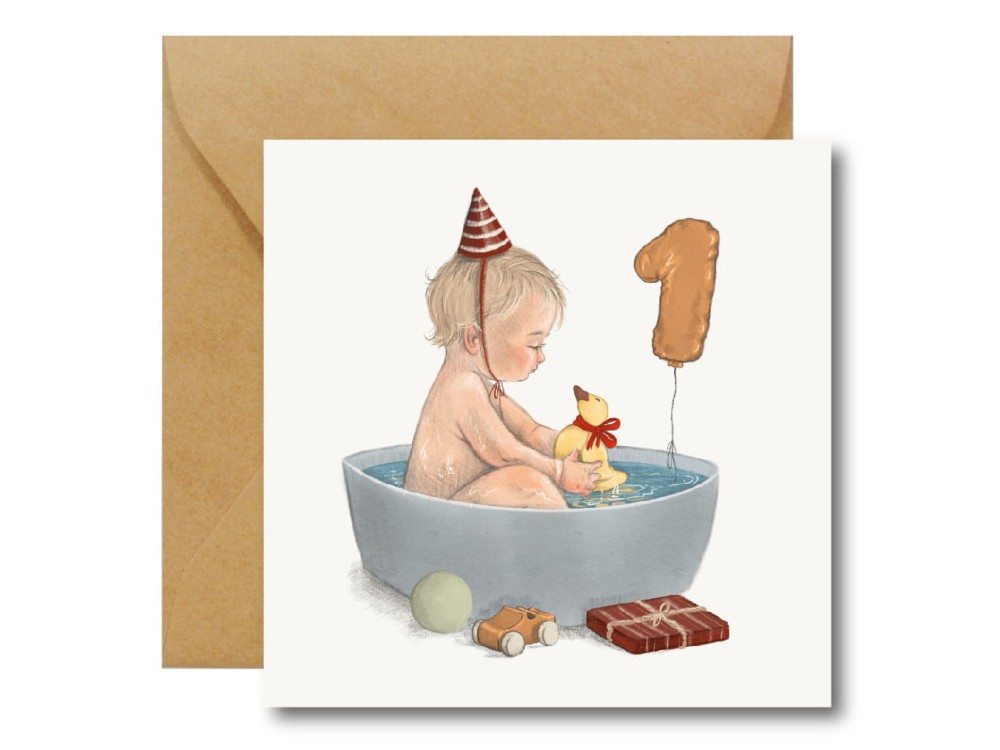 Greeting card - Hi Little - 1st Birthday After Party, 14,5 x 14,5 cm