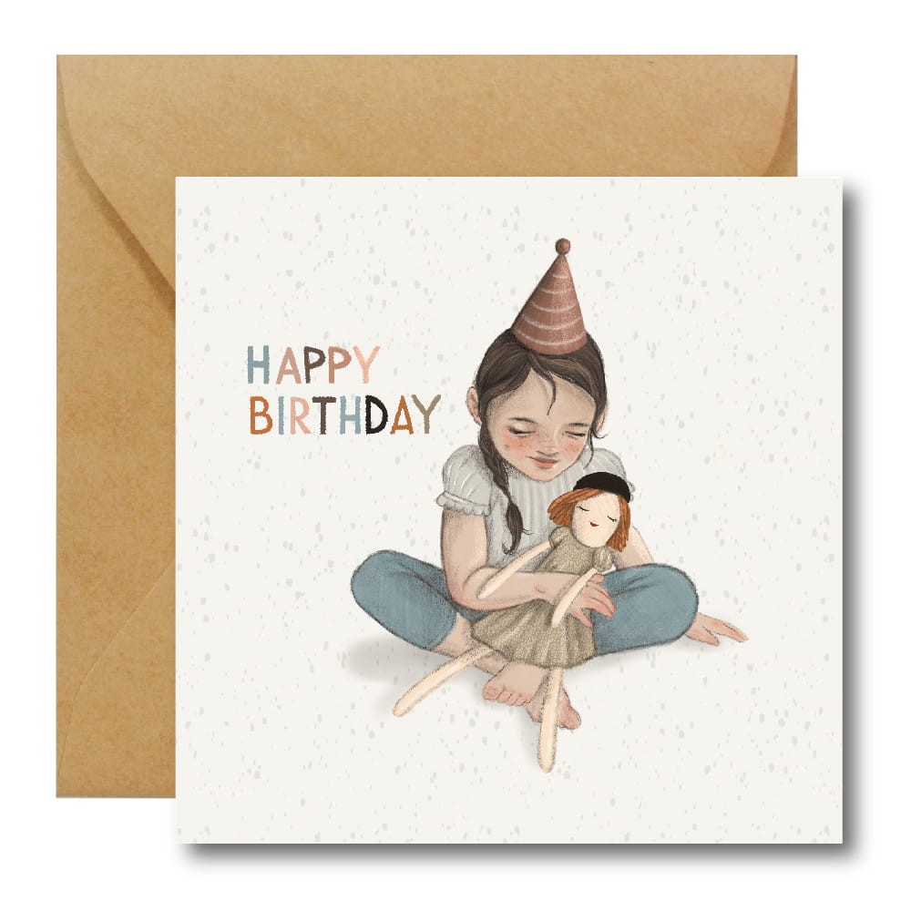 Greeting card - Hi Little - Happy Birthday Girl, 14,5 x 14,5 cm
