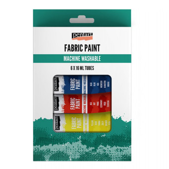 Zestaw farb do tkanin - Pentart - 6 kolorów x 16 ml