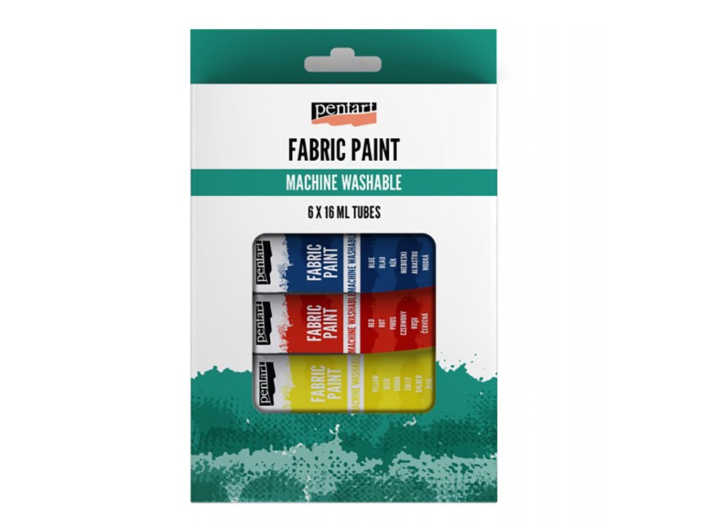 Zestaw farb do tkanin - Pentart - 6 kolorów x 16 ml