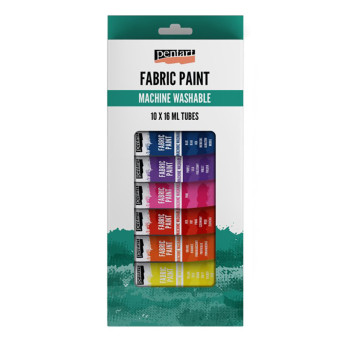 Zestaw farb do tkanin - Pentart - 10 kolorów x 16 ml