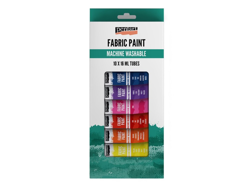 Zestaw farb do tkanin - Pentart - 10 kolorów x 16 ml