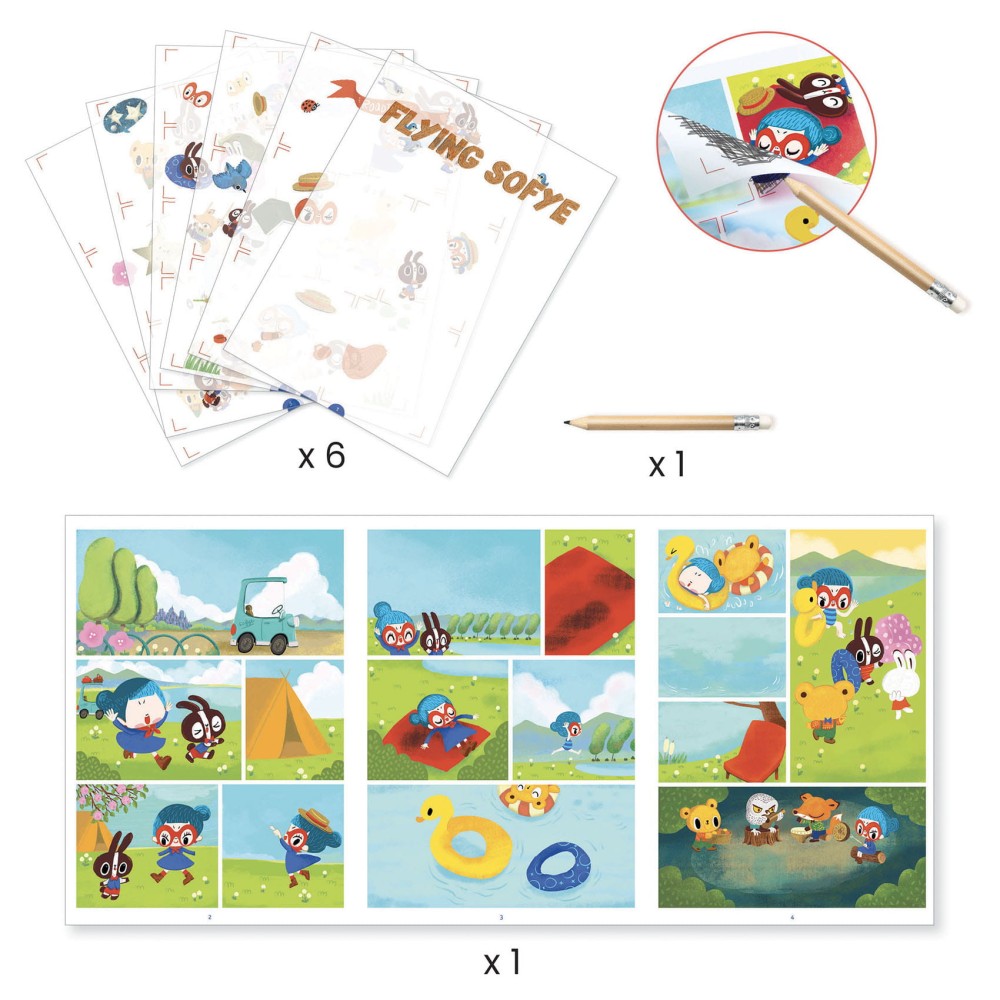 Transfer set for kids - Djeco - Fairies - Flying Sofye