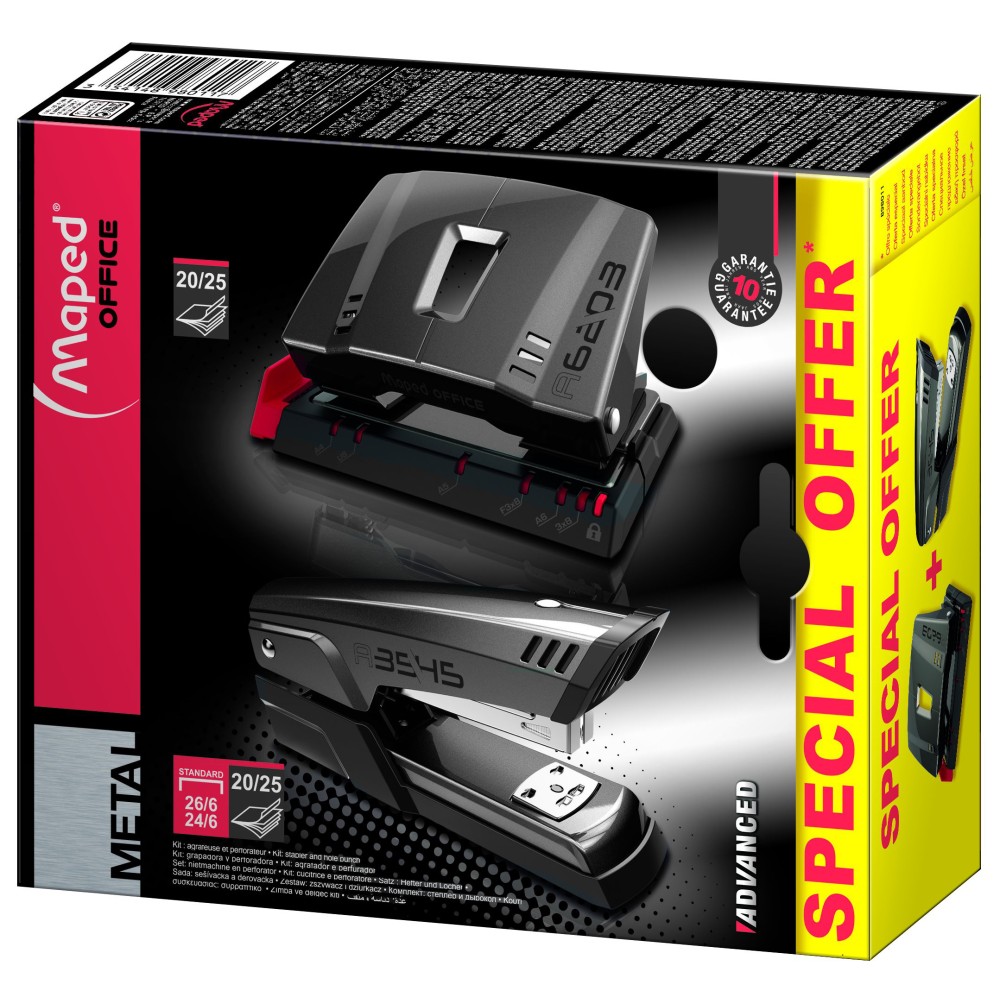 Advanced punch and stapler set - Maped - graphite, 2 pcs.
