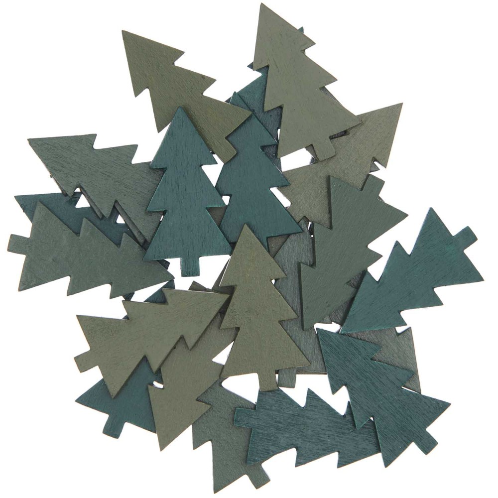 Wooden confetti Fir Tree - Rico Design - green, 36 pcs.