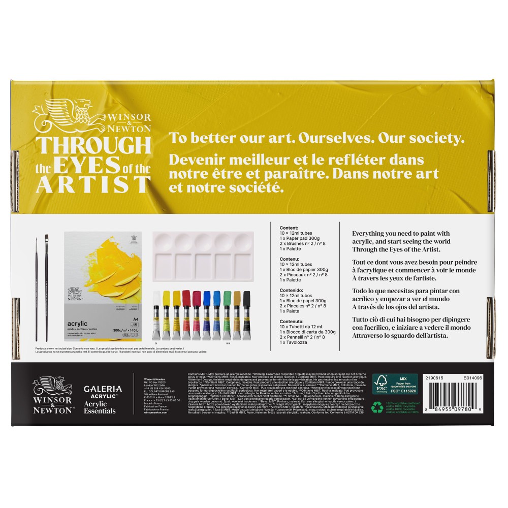 Zestaw farb akrylowych Galeria z akcesoriami - Winsor & Newton - 14 szt.