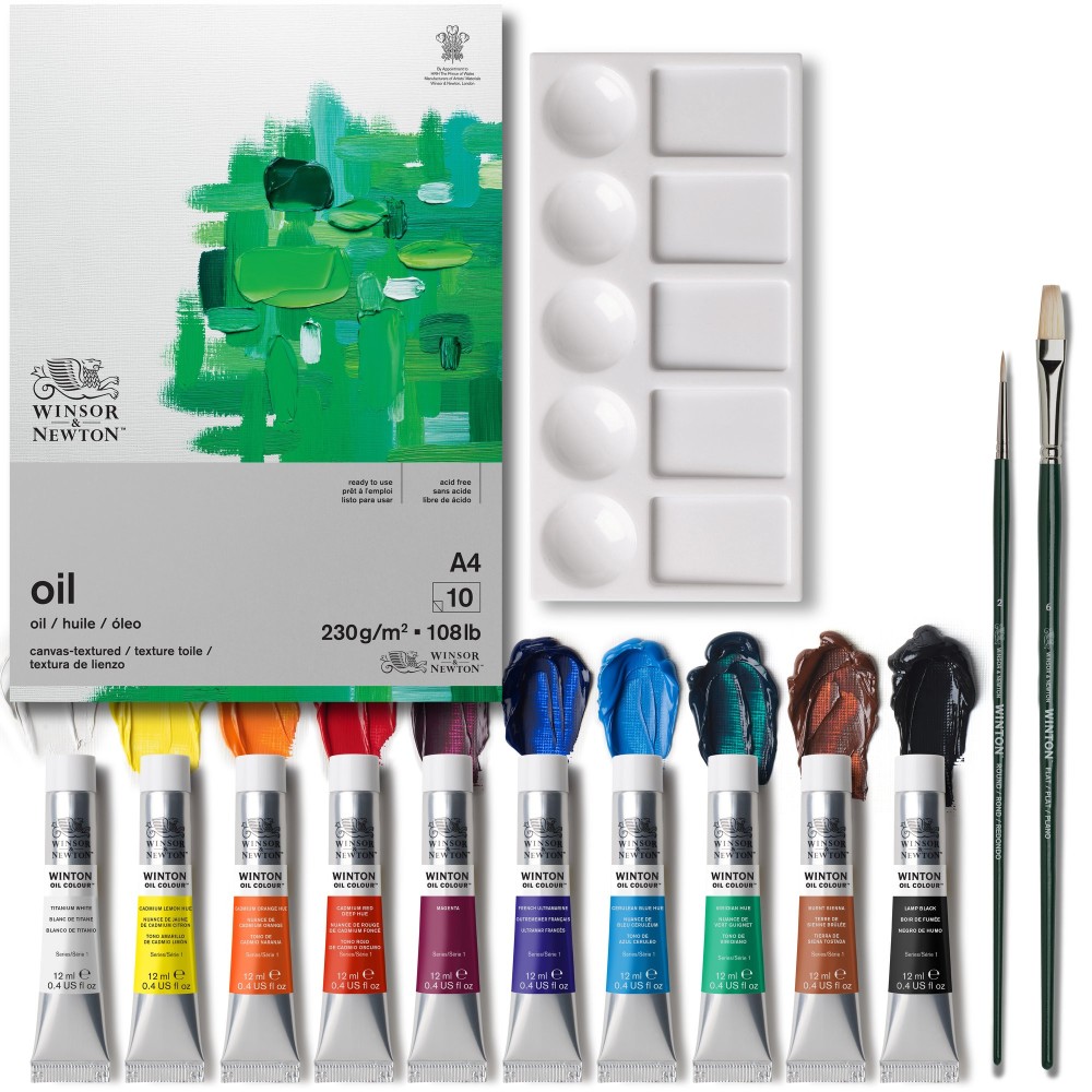 Zestaw farb olejnych Winton z akcesoriami - Winsor & Newton - 14 szt.