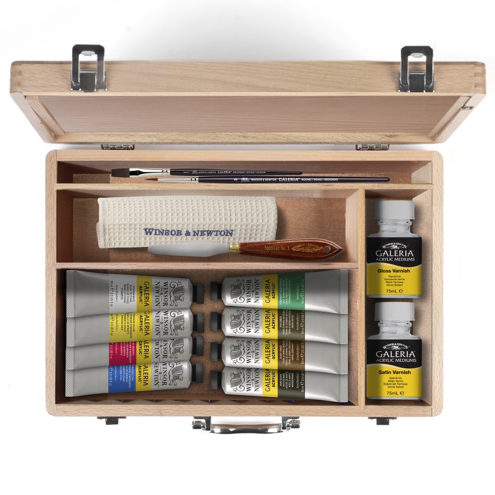 Set of acrylic paints Galeria with accessories - Winsor & Newton - 15 pcs.