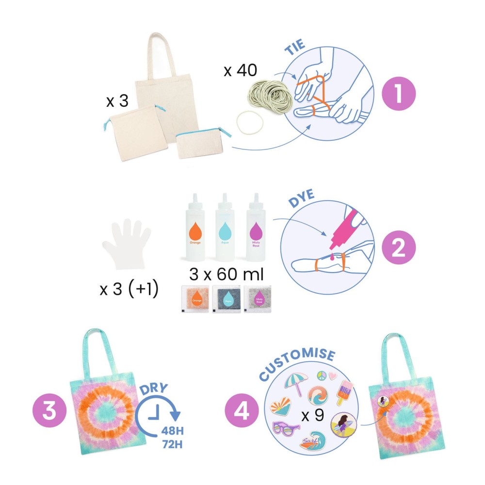 Zestaw zrób to sam dla dzieci Tie-Die DIY - Djeco