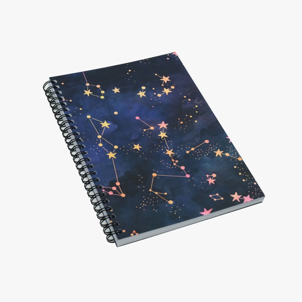 Spiral Notebook Shimmering Stars A5 - Devangari - dotted, softcover, 120 g/m2