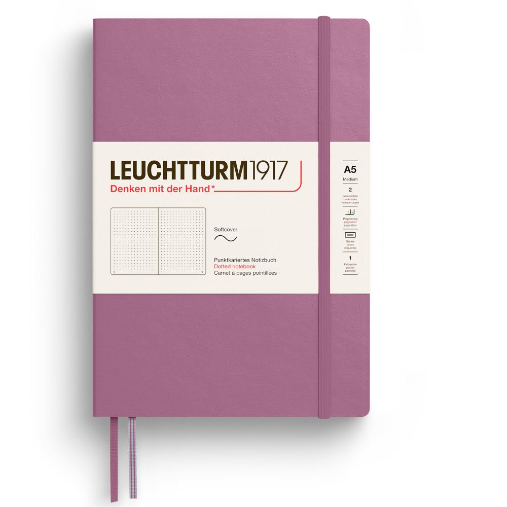 Notatnik w kropki A5 - Leuchtturm1917 - Dusty Rose, miękka okładka