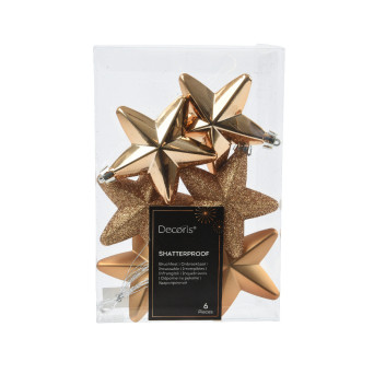 Shatterproof Star baubles - pecan brown, 7,5 cm, 6 pcs.