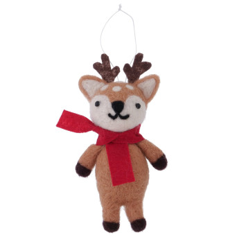 Christmas pendant Reindeer with scarf - 4 x 13,5 cm
