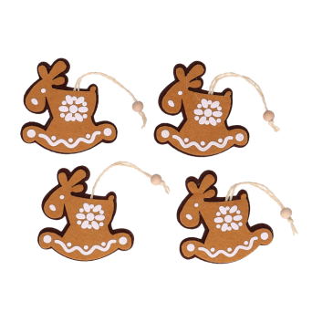 Christmas felt pendants Gingerbread Reindeers - 8 x 8 cm, 4 pcs.