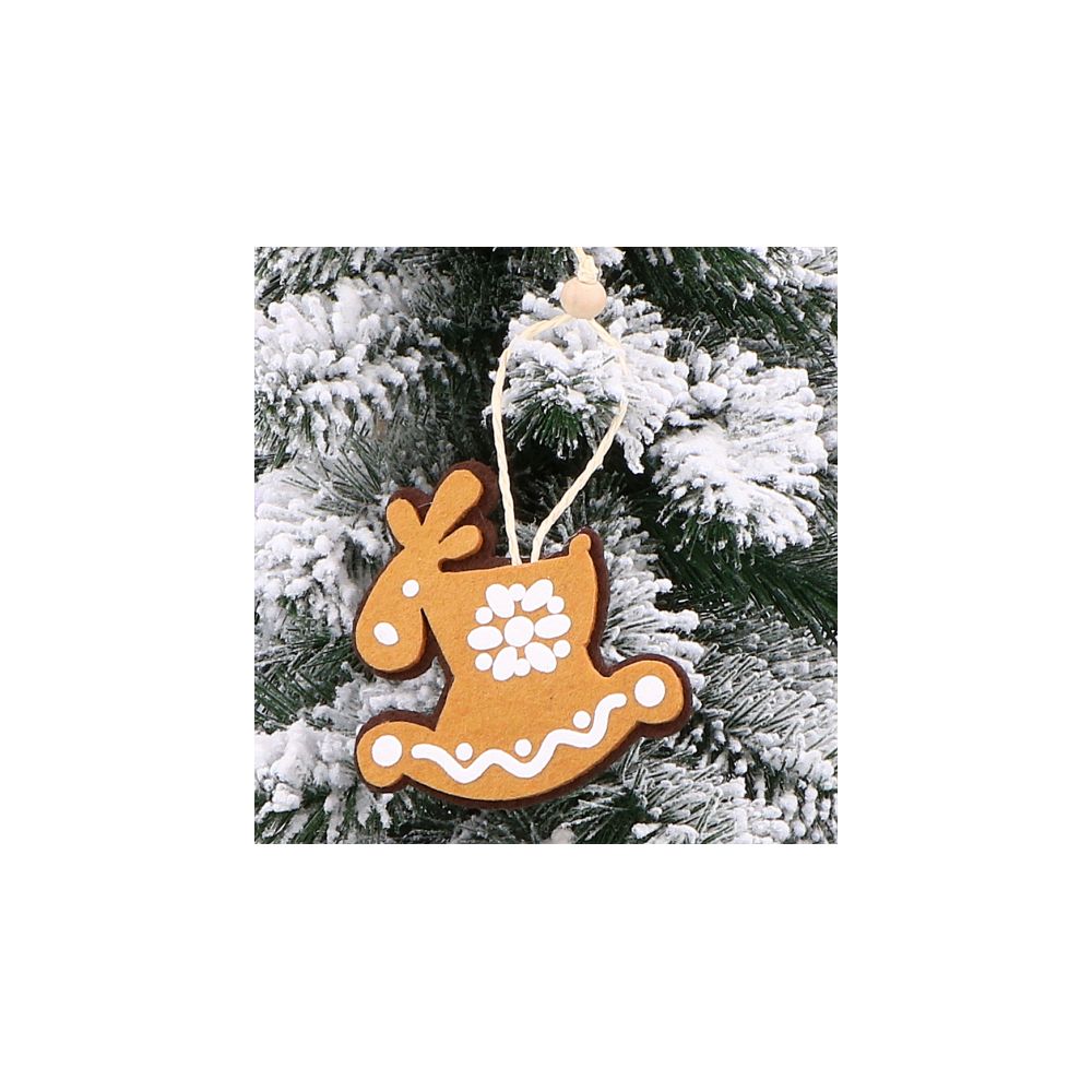 Christmas felt pendants Gingerbread Reindeers - 8 x 8 cm, 4 pcs.