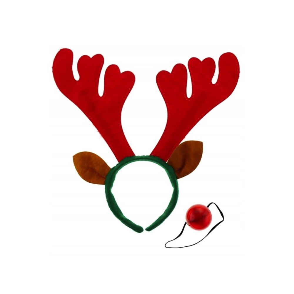 Headband Reindeer with nose - red