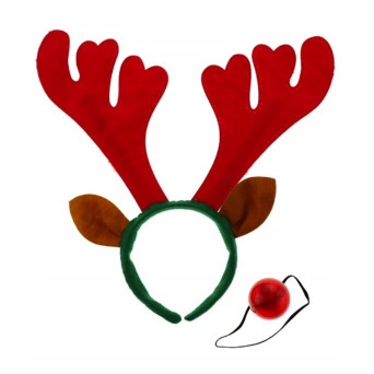 Headband Reindeer with nose - red