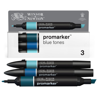 Zestaw Promarker - Winsor & Newton - Blue Tones, 3 szt.