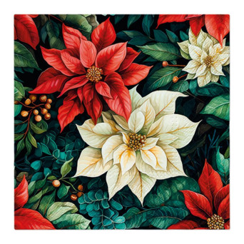 Decorative napkins - Paw - Poinsettia On Black, 20 pcs.