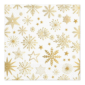 Decorative napkins - Paw - Shiny Snowflakes, 20 pcs.