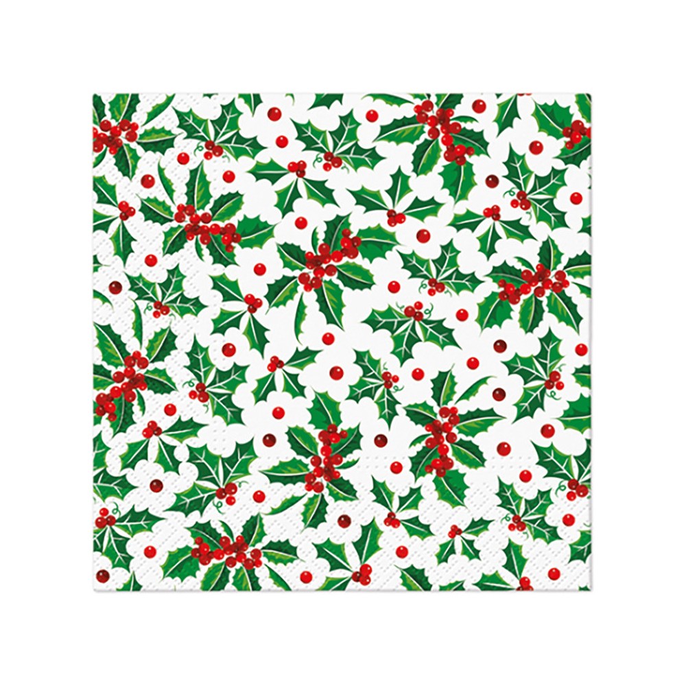 Decorative napkins - Paw - Holly Pattern, 20 pcs.