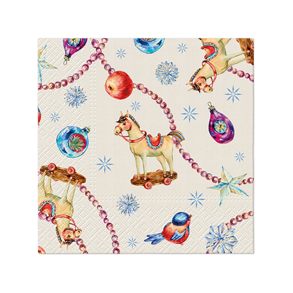 Decorative napkins - Paw - Horses And Baubles, 20 pcs.