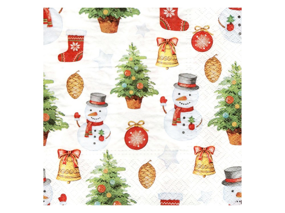 Decorative napkins - Paw - Snowman Pattern, 20 pcs.