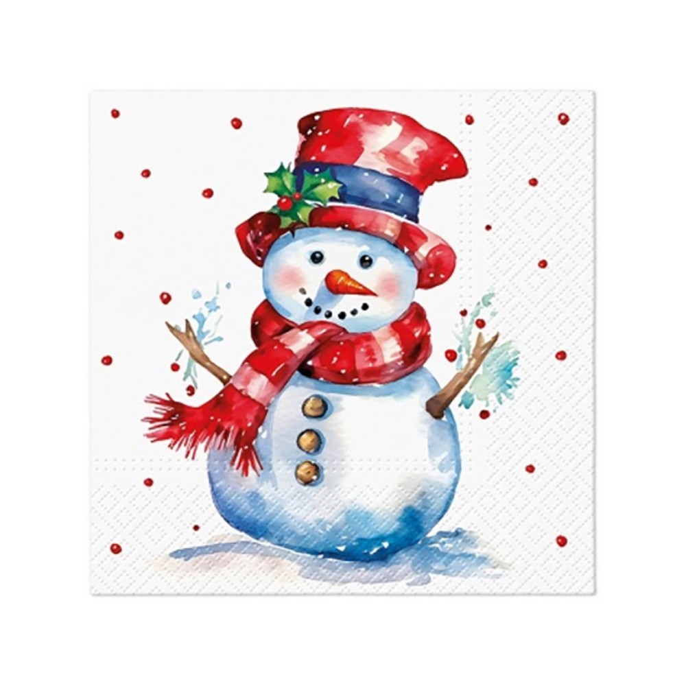 Serwetki ozdobne - Paw - Watercolor Snowman, 20 szt.